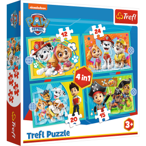 34346 Trefl - Puzzle 4w1 Wielka ekipa Psiego Patrolu