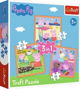 34852 Trefl - Puzzle 3w1 Pomysłowa Świnka Peppa