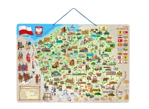91234 Woody - Magnetyczna mapa Polski 3w1; mapa + puzzle + gra