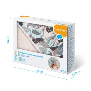 937 babyono - Okrycie kąpielowe Frotte z uszkami 100x100 Bunny Ears grey