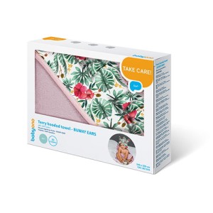 939 babyono - Okrycie kąpielowe Frotte z uszkami 100x100 Bunny Ears pink