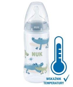 06365 NUK - FC+ PP Butelka 300ml ze wskaź. temp. smoczek silikonowy 6-18m-cy Flow Control; mix kolorów, 741103