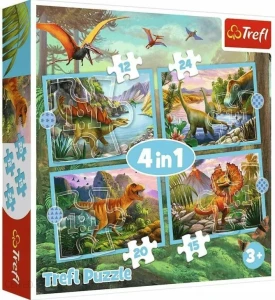 34609 Trefl - Puzzle 4w1 Wyjątkowe dinozaury