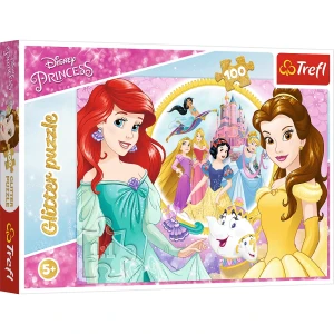 14819 Trefl - Puzzle "100 Glitter" Wspomnienia Belli i Arielki. Disney Princess 100 el.