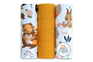 1136 Egakids - Pieluchy Muślin 60 x 80cm Zestaw "1", 3szt.   