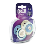 22/913 LOVI - Smoczek silikonowy dynamiczny 0-3m 2 szt Night&Day Boy