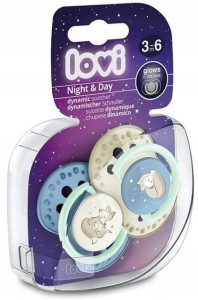 22/914 LOVI - Smoczek silikonowy dynamiczny 3-6m 2 szt Night&Day Boy