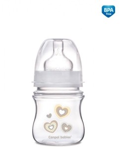 35/216 CANPOL - Butelka szerokoot.antykolk.EasyStart - Newborn baby 120 ml beż serdusz.