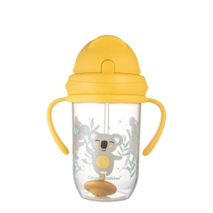 56/606 CANPOL - Kubek niekapek z rurką i odważnikiem 270ml EXOTIC yellow
