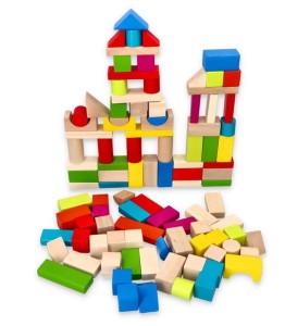 90905 Woody - Drewniane klocki w wiaderku z sorterem 100el.