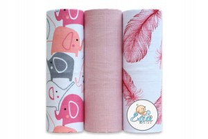 1143 Egakids - Pieluchy Muślin 60 x 80cm Zestaw "2", 3szt.   