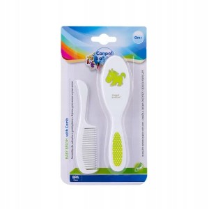 2/417 CANPOL - Szczotka + grzebień do włosów miękka, zielona