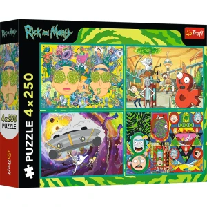 13338 Trefl Puzzle - Zakręcony świat Ricka i Morty'ego 4x250 el.