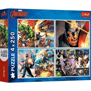 13309 Trefl Puzzle - Bohaterskie dni, Disney Marvel The Avengers 4x250 el.