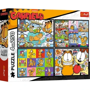 13344 Trefl Puzzle - Garfield nie lubi poniedziałków 4x250 el.