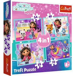 34670 Trefl Puzzle 4w1 -  Wielka przygoda Gabby, Gabby's Dollhouse