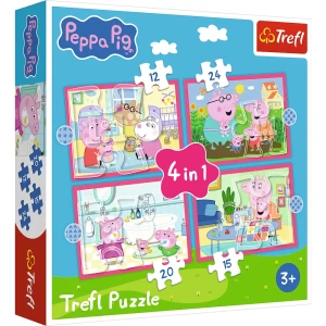 34672 Trefl Puzzle 4w1 -  Peppa uwielbia przygody, Peppa Pig