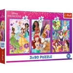34884 Trefl Puzzle - Księżniczki przyjaciółki, Disney Princess 3x80 el.