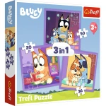 34895 Trefl Puzzle 3w1 - Poznaj Bluey