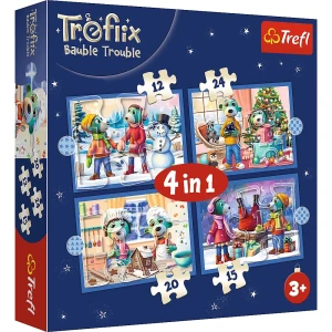 34657 Trefl Puzzle X-MAS 4w1 - U Treflików pada śnieg