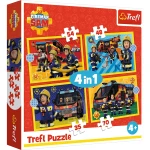 34348 Trefl Puzzle 4w1 - Strażak na sygnale, Fireman Sam
