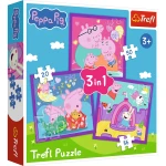 34893 Trefl Puzzle 3w1 - Zwyczaje świnki Peppy