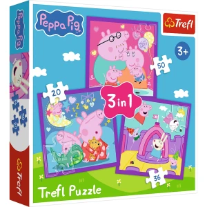 34893 Trefl Puzzle 3w1 - Zwyczaje świnki Peppy