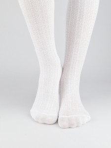 RB009-G-01 Noviti - Rajstopy bawełna żakard wzór prążki białe 104/110