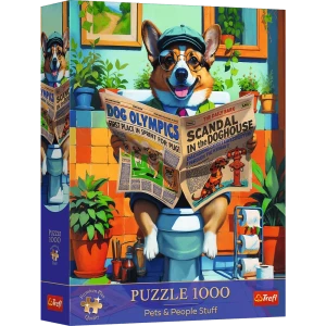 12140 Trefl Puzzle Premium Plus - Pets & People Stuff: Corgi w Toalecie 1000 el. 