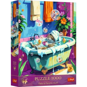 12141 Trefl Puzzle Premium Plus - Pets & People Stuff: Miau, Relaks, Powtórz 1000 el. 
