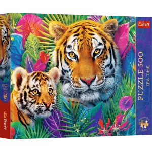 37625 Trefl Puzzle Premium Plus - Tea Time: Tygrysy w dżungli 500 el. 