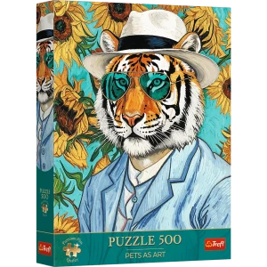 37626 Trefl Puzzle Premium Plus - Pets as Art: Pan Tygrys i Słoneczniki 500 el. 