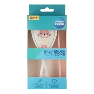 2/419 CANPOL - Szczotka i grzebień ze sztucznym włosiem CUTE ANIMALS pink