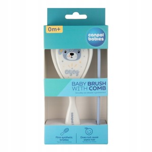 2/419 CANPOL - Szczotka i grzebień ze sztucznym włosiem CUTE ANIMALS blue