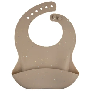 51/029 CANPOL - Śliniak silikonowy z kieszonką DOTS beige