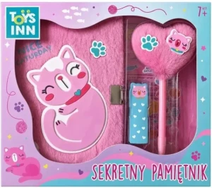 STN9995 Toys Inn - Pamiętnik Różowy Kot, Zestaw z długopisem