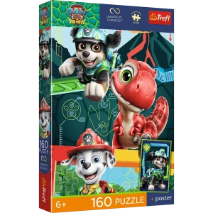 15434 Trefl Puzzle Premium Plus Kids - Dinozaurowa przygoda + kolekcjonerski plakat 160 el.