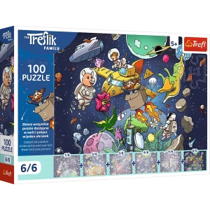 16546 Trefl - Puzzle Wujcio w kosmosie, Rodzina Treflików 100 el.