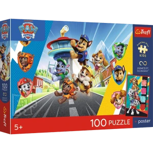 16550 Trefl Puzzle Premium Plus Kids - Psia Przygoda, Psi Patrol + kolekcjonerski plakat 100 el.
