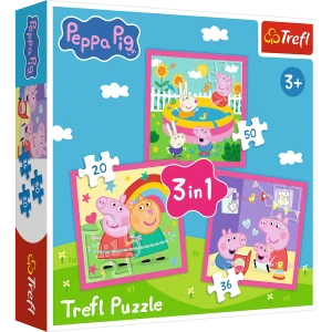 34873 Trefl Puzzle 3w1 - Peppa i przyjaciele