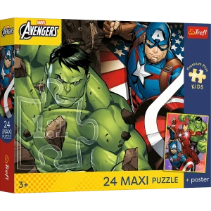 14385 Trefl Puzzle MAXI PREMIUM PLUS KIDS - Bohaterowie jak ze snu, Marvel The Avengers 24 el.