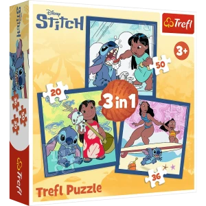 34896 Trefl Puzzle 3w1 - Czas ze Stitchem, Disney