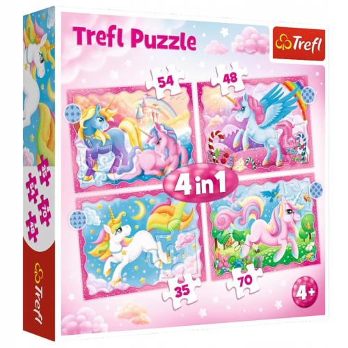 PUZZLE-4w1-207-ELEMENTOW-JEDNOROZCE-I-MAGIA-4-OBRAZKI-34389-TREFL-Liczba-elementow-207.jpg