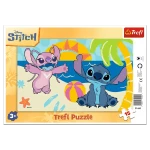 31445 Trefl Puzzle Ramkowe - W cieniu palm, Disney Lilo&Stitch 15 el.