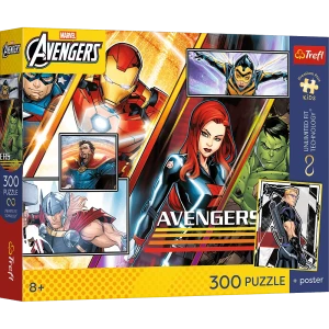 23046 Trefl Puzzle Premium Plus Kids - Siła Drużyny, Marvel + kolekcjonerski plakat 300 el.