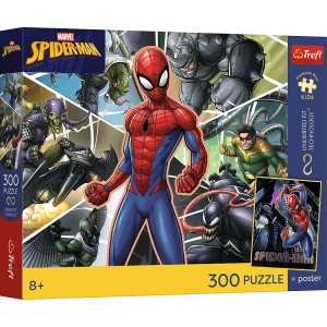 23047 Trefl Puzzle Premium Plus Kids - Ukryty bohater, Marvel Spiderman + kolekcjonerski plakat 300 el.