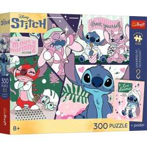 23048 Trefl Puzzle Premium Plus Kids - Kosmiczny duet, Lilo & Stitch + kolekcjonerski plakat 300 el.