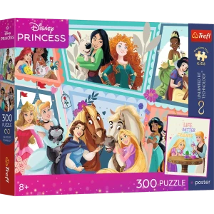 23049 Trefl Puzzle Premium Plus Kids - Cudowny bal, Disney Princess + kolekcjonerski plakat 300 el.