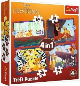 34653 Trefl - Puzzle 4w1 Odważny Król Lew, Disney