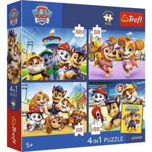34693 Trefl Puzzle Premium Plus Kids 4 x 88 el. - Psia straż + kolekcjonerski plakat